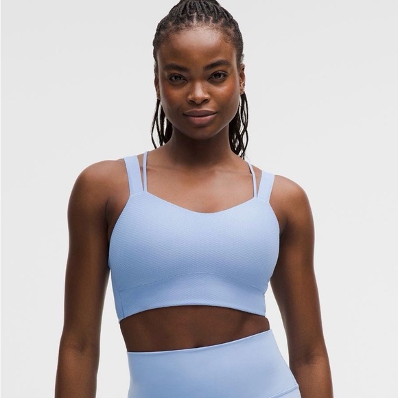 Lululemon Sinatra Blue Dot Longline Double-Strap Light Support Sports Bra D/DD